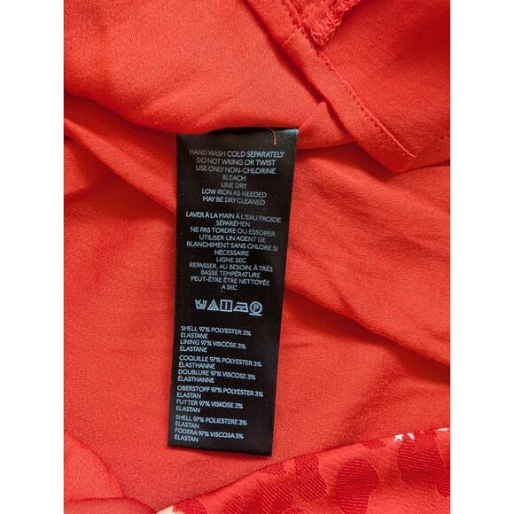 NWT By Anthropologie V-Neck Ruched Ruffle Floral Midi Dress Size 14 Red #9G507 - Picture 10 of 11